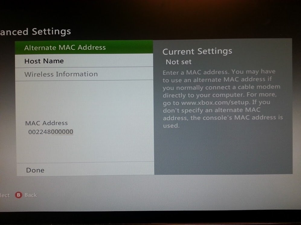 need a new mac address for xbox one